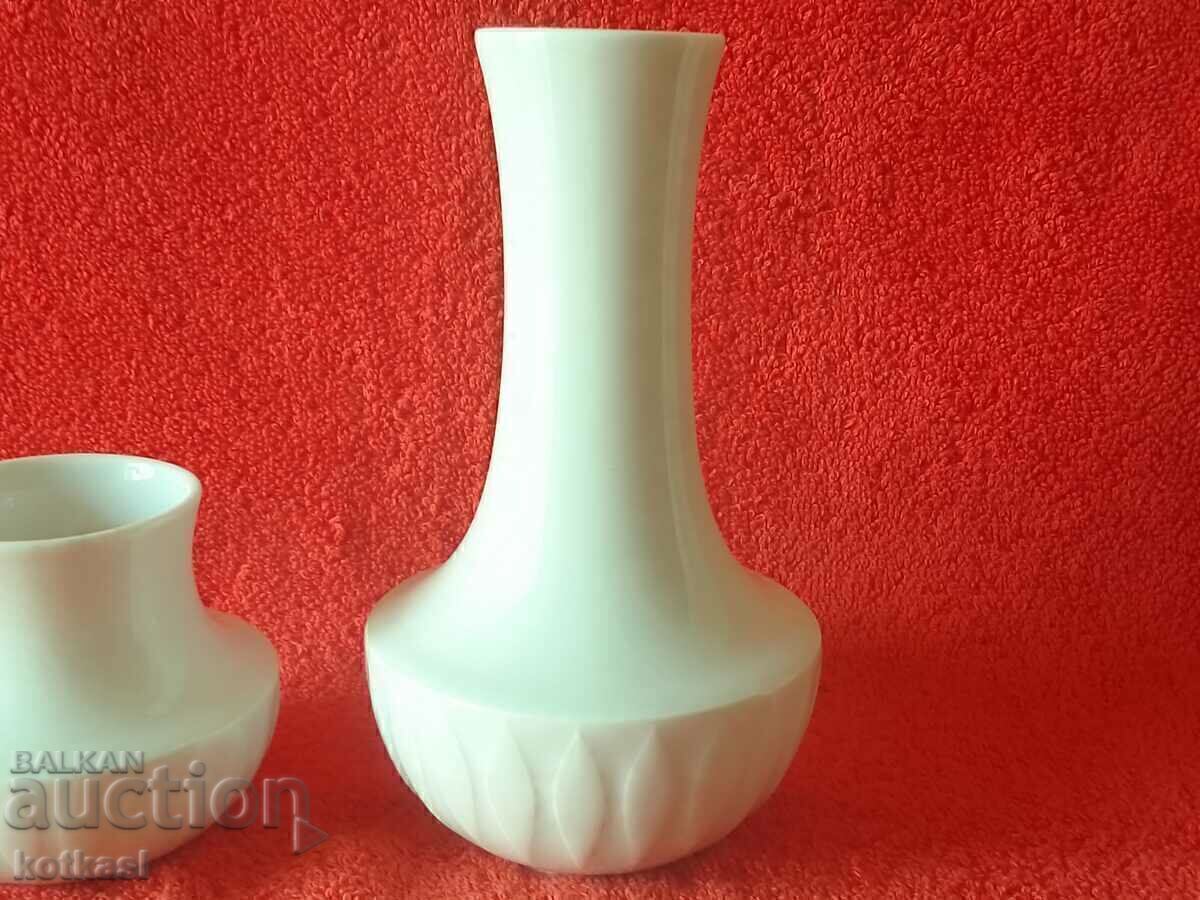 Auction Lot of two old Thomas Germany Porcelain Vases embossed surface Auction Lot of two old Thomas Germany Porcelain Vases embossed surface