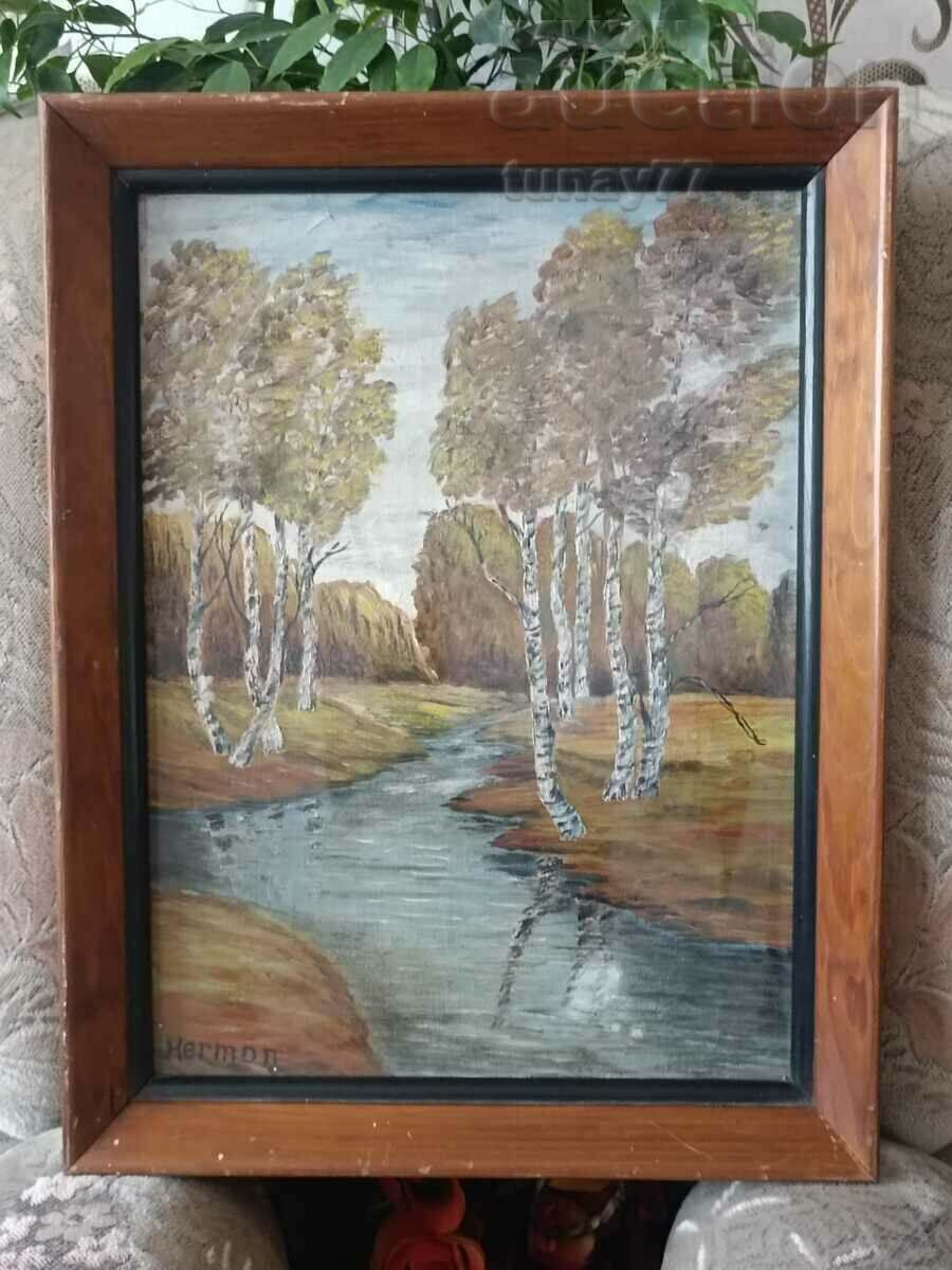 Original beauty painting with oil paints on canvas 1955❗
