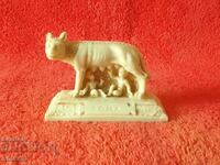 Figura Sculptură Lupoaica Capitolină Romulus și Remus alabastru