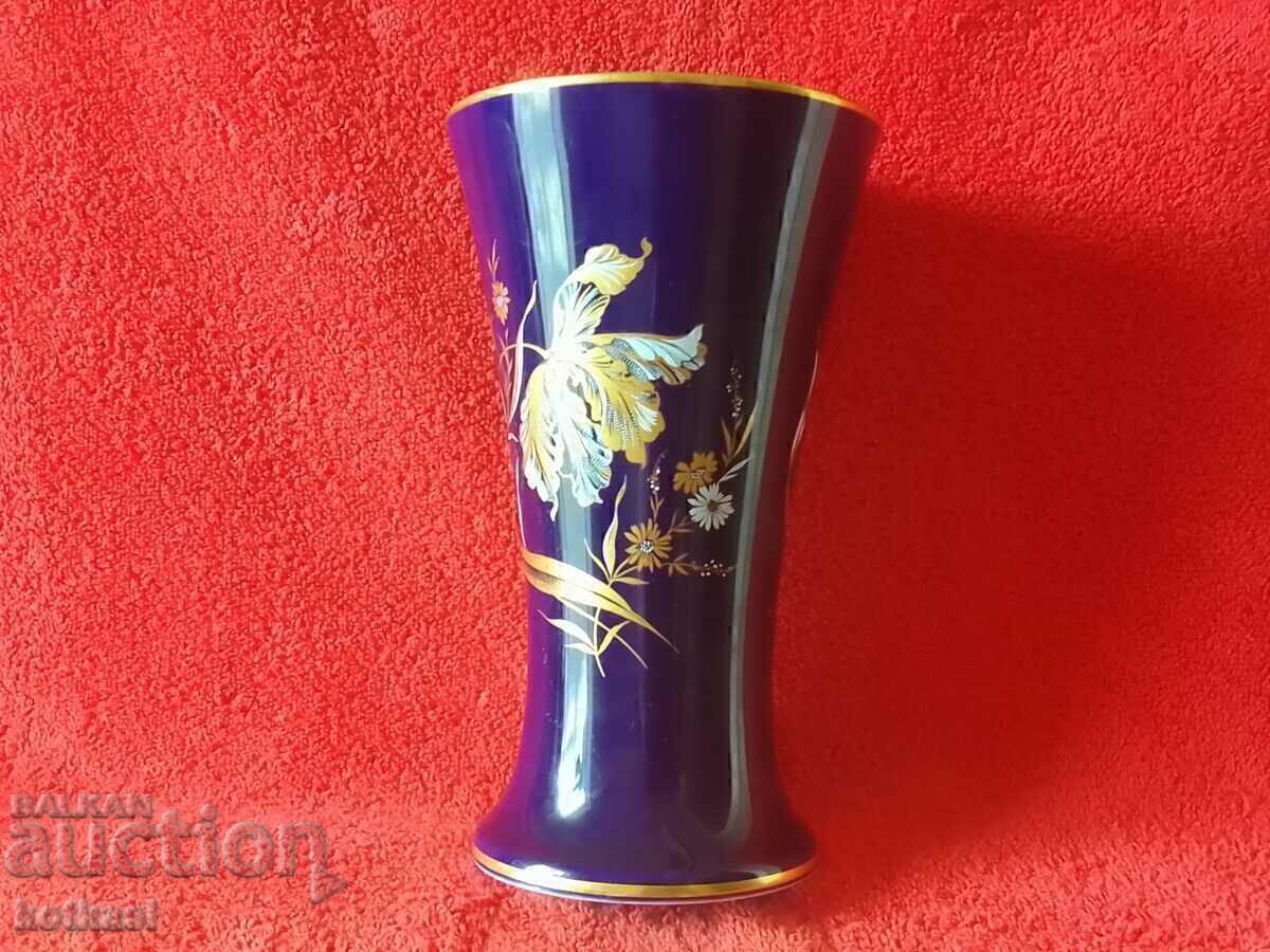 Auction Old Porcelain Large Vase PMR Bavaria Cobalt Gilt Flowers Auction Old Porcelain Large Vase PMR Bavaria Cobalt Gilt Flowers