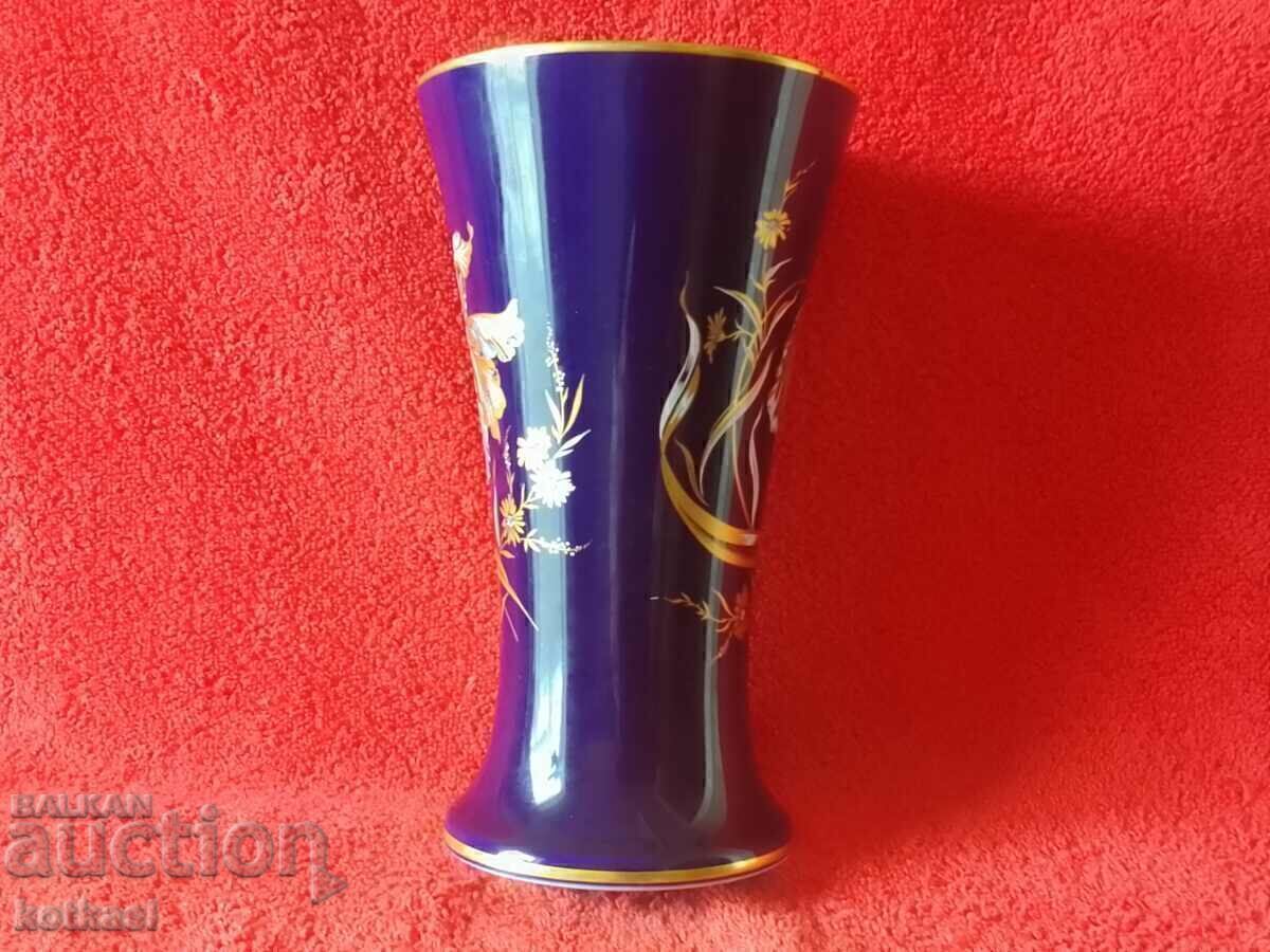 Delivery of Old Porcelain Large Vase PMR Bavaria Cobalt Gilt Flowers Delivery of Old Porcelain Large Vase PMR Bavaria Cobalt Gilt Flowers