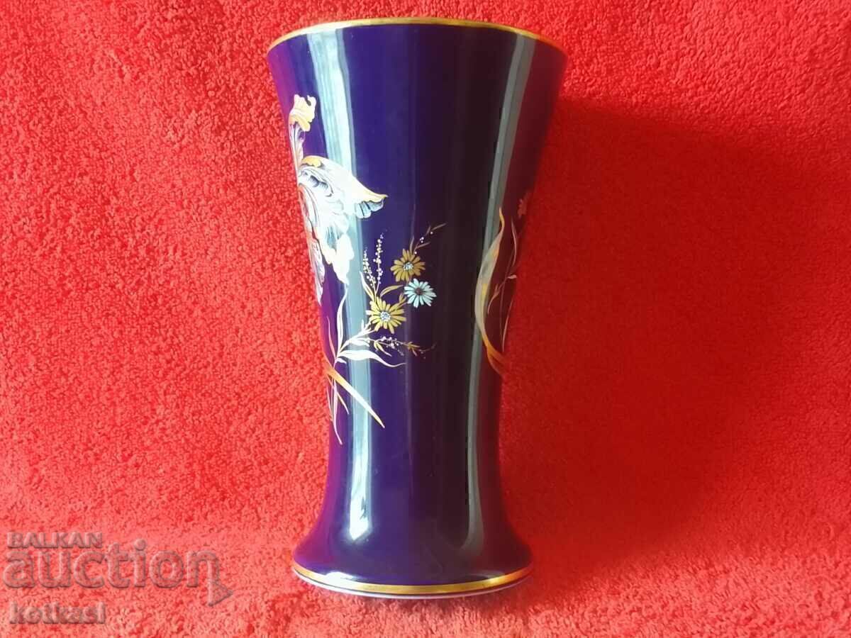 Old Porcelain Large Vase PMR Bavaria Cobalt Gilt Flowers - 5 Old Porcelain Large Vase PMR Bavaria Cobalt Gilt Flowers - 5