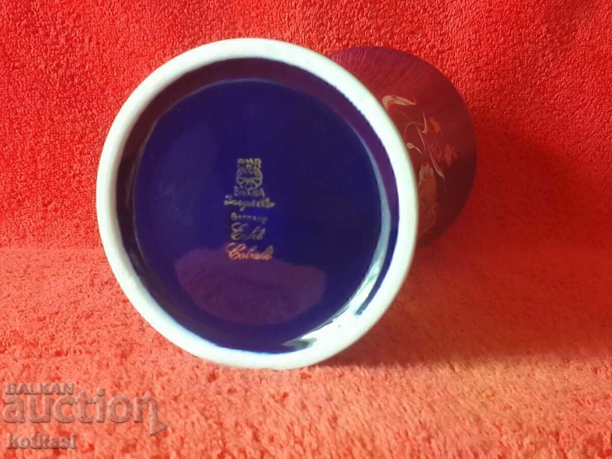 Old Porcelain Large Vase PMR Bavaria Cobalt Gilt Flowers - 7 Old Porcelain Large Vase PMR Bavaria Cobalt Gilt Flowers - 7