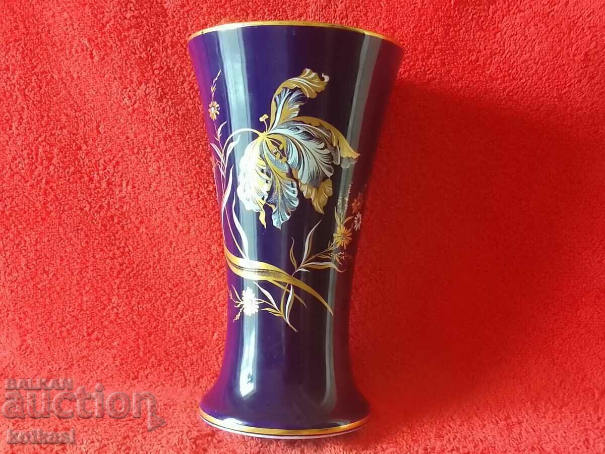 Old Porcelain Large Vase PMR Bavaria Cobalt Gilt Flowers Old Porcelain Large Vase PMR Bavaria Cobalt Gilt Flowers