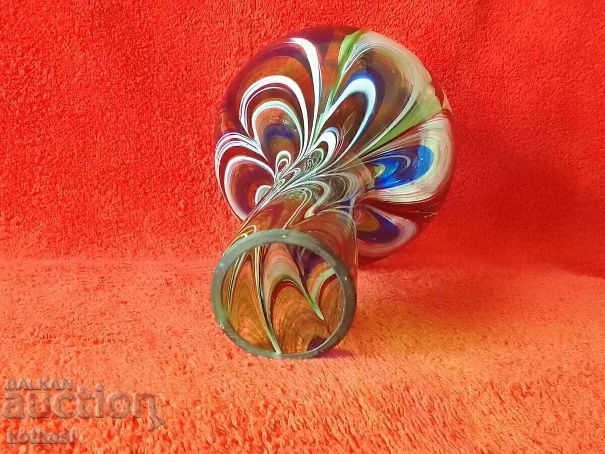 Old vase, colored glass, handmade - 5 Old vase, colored glass, handmade - 5