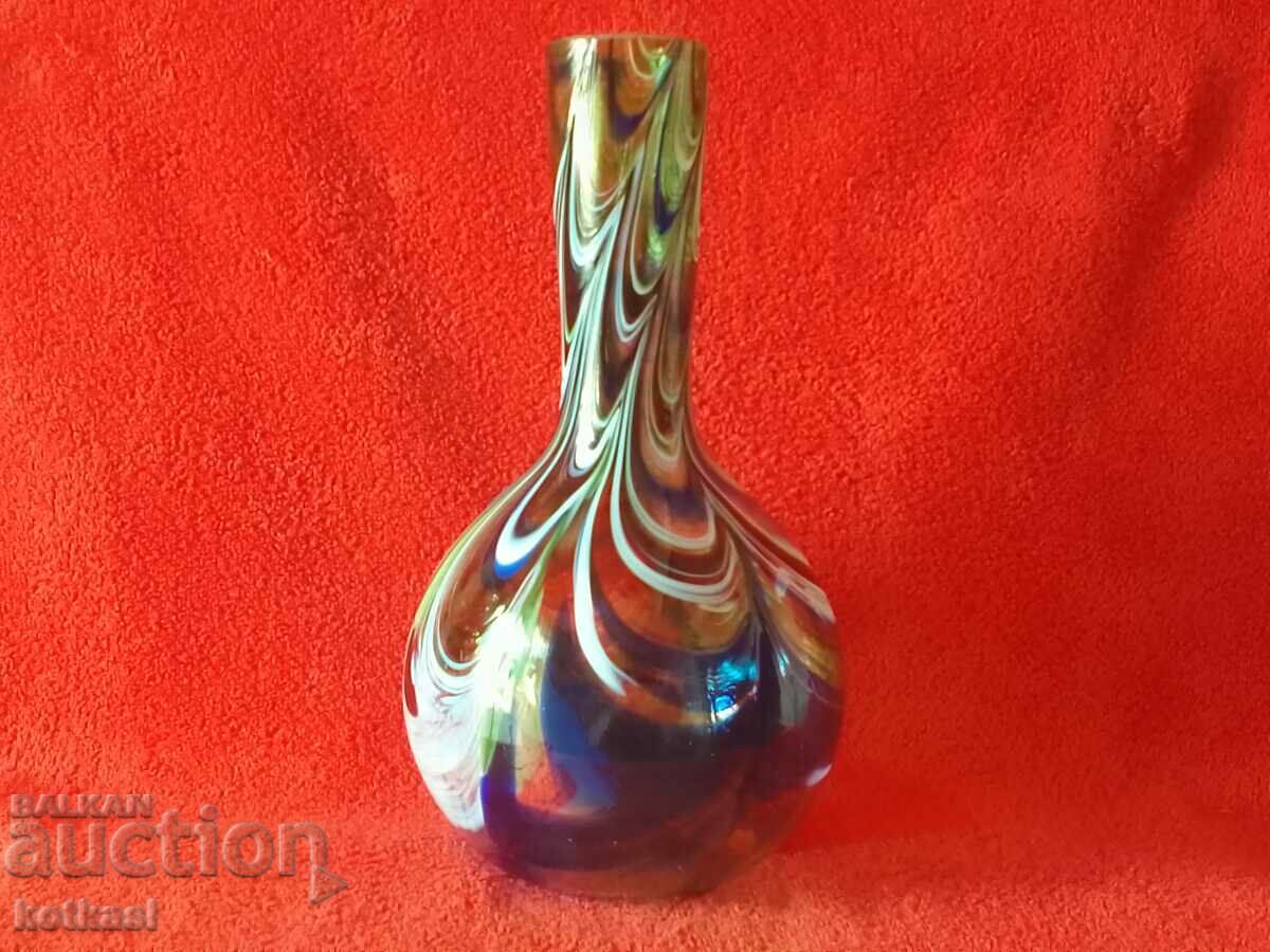 Old vase, colored glass, handmade