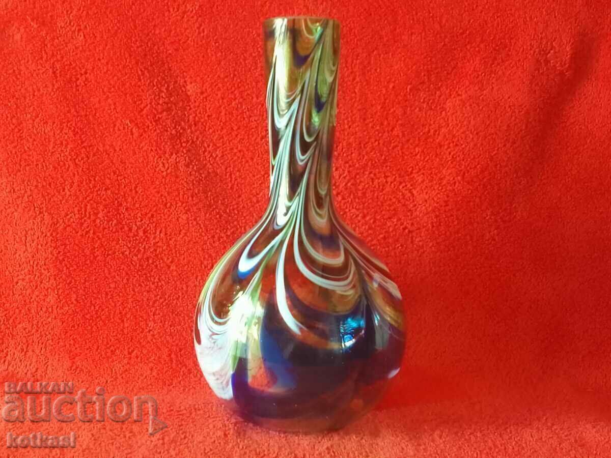 Old vase, colored glass, handmade Old vase, colored glass, handmade