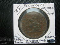 Канада    Горна  Канада 1  пени    1852