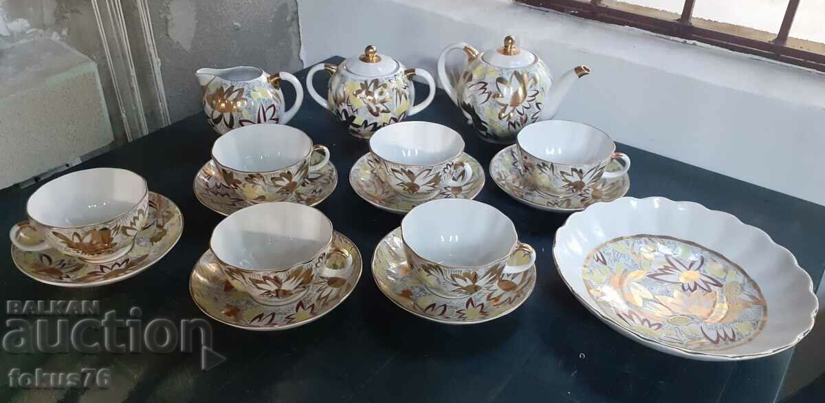LFZ - uimitor set de ceai din porțelan rusesc cu multă aurire