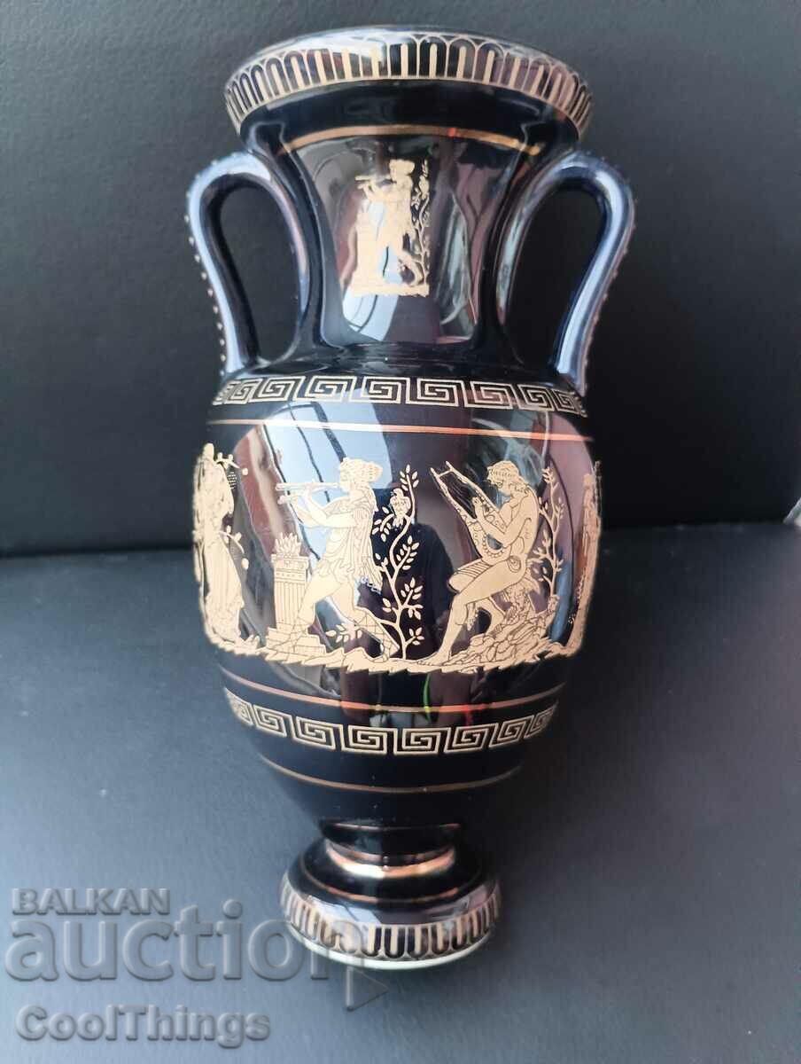 Gilt marked Greek porcelain vase