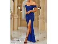 Formal dress in Turkish blue with sequins