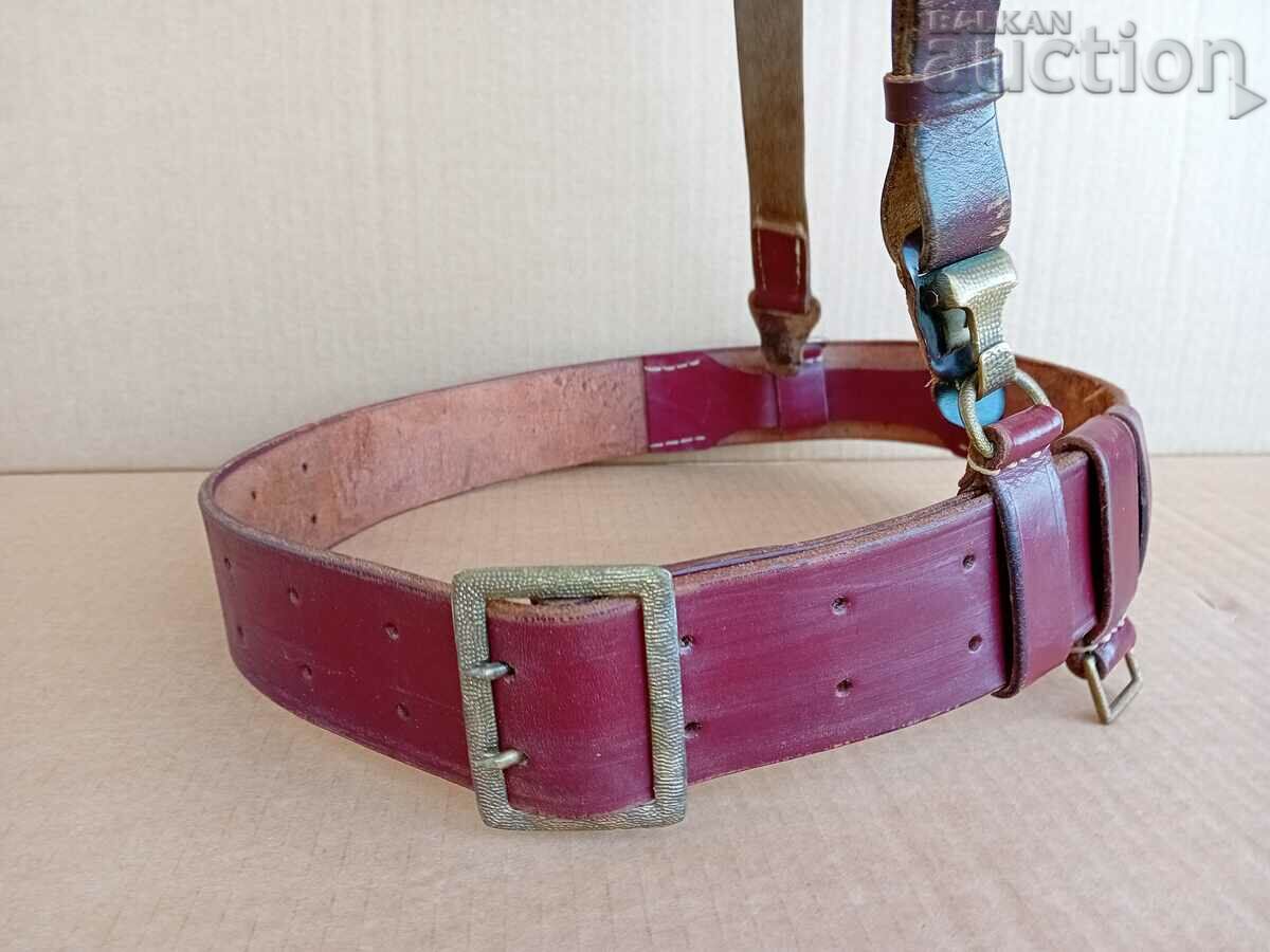 red staff officer's belt with buckle and carrier