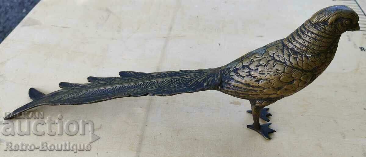 Figurină de metal veche, pasăre, fazan