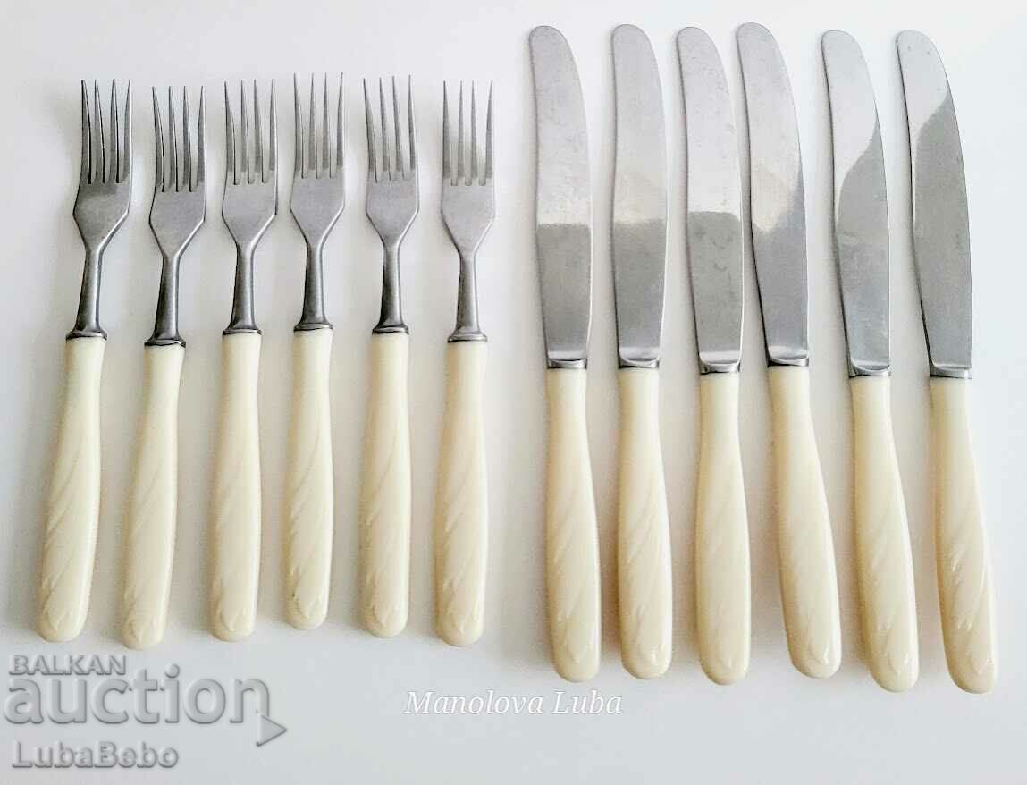 Old Russian cutlery, forks and knives.