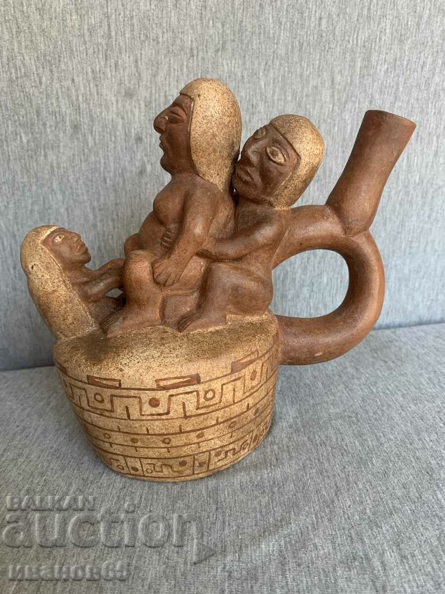 Ceramica erotică Moche Peruvian Huaco