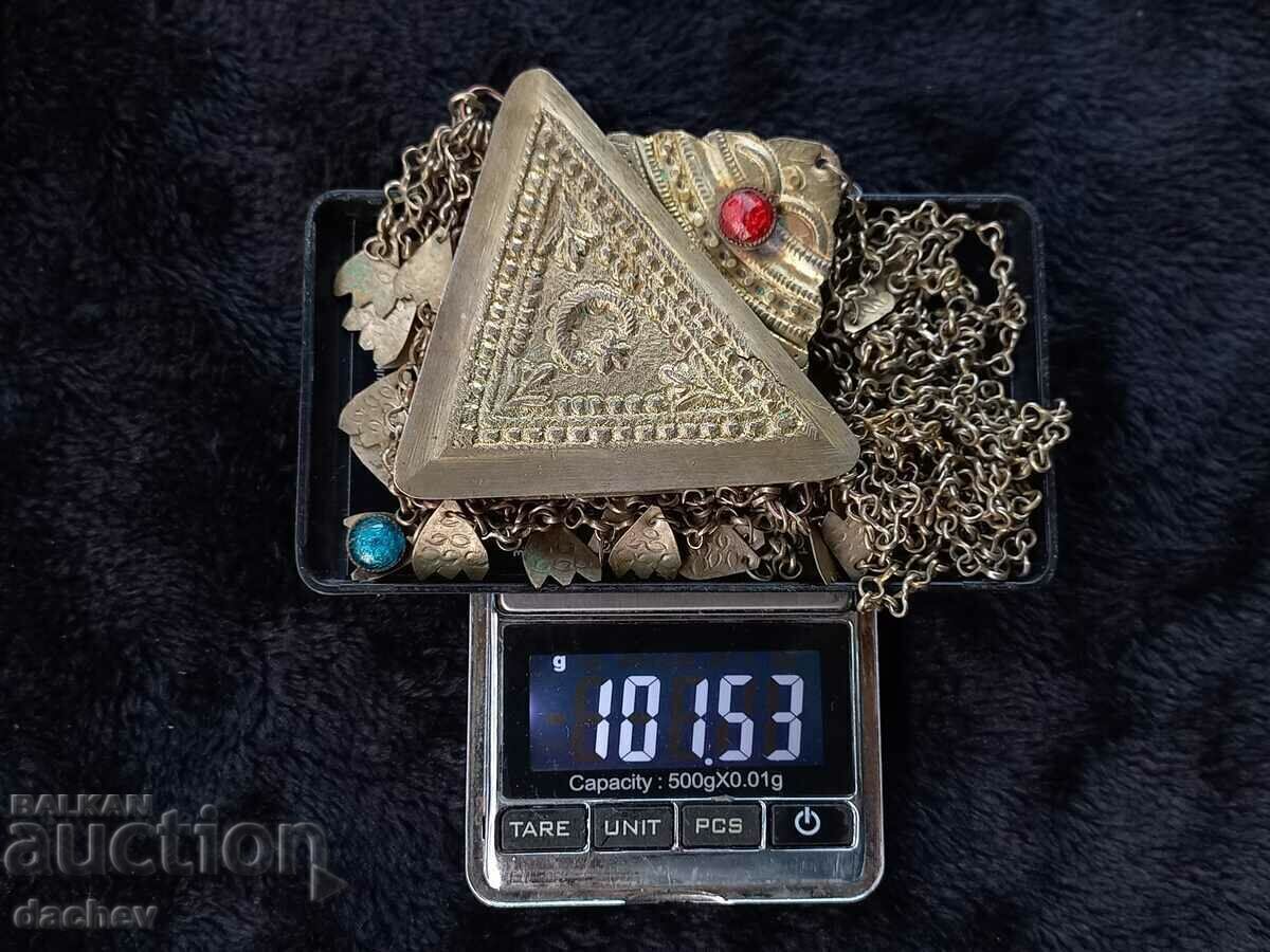 Стара сребърна Възрожденска Родопска трепка накит носия 19В - 7