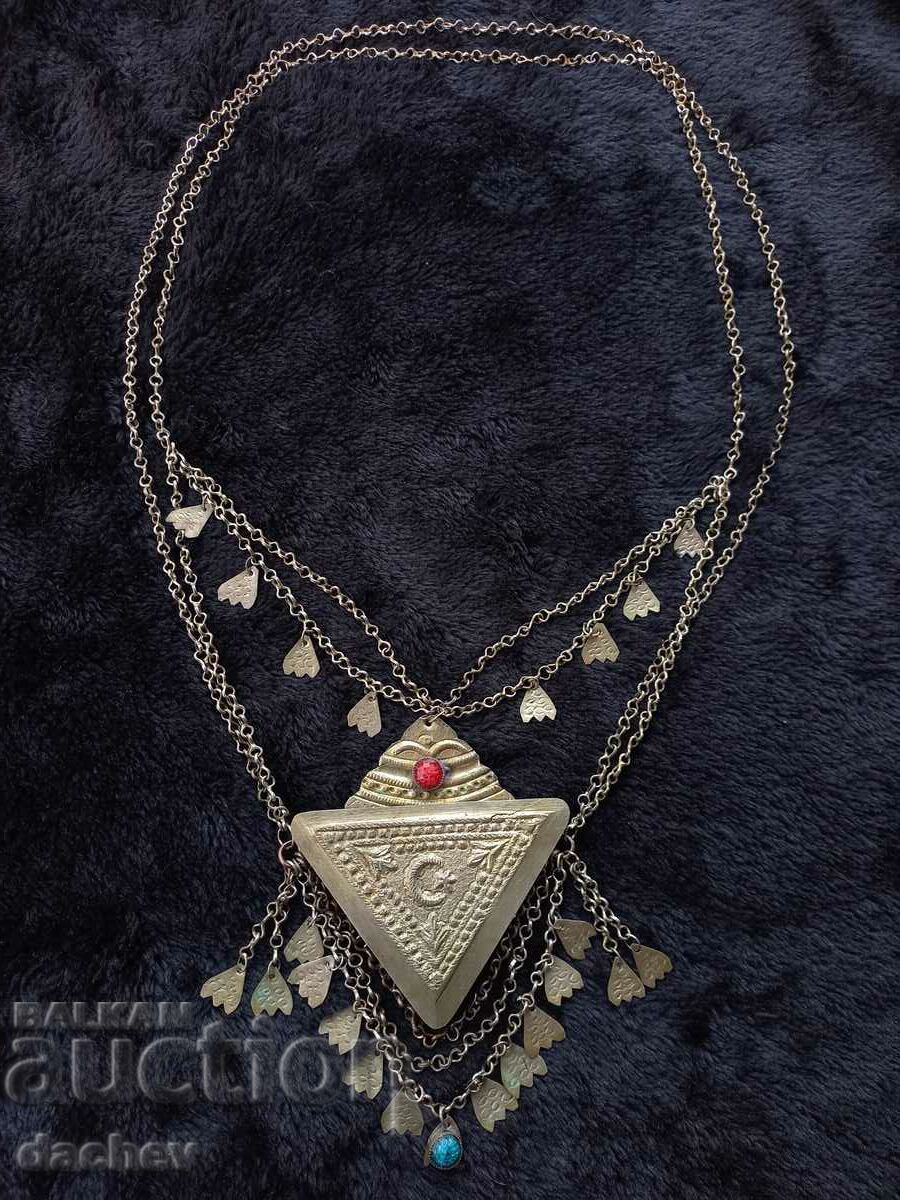 Стара сребърна Възрожденска Родопска трепка накит носия 19В