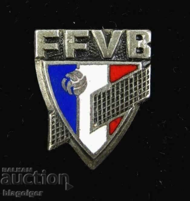 FRENCH VOLLEYBALL FEDERATION-OLD BADGE-SCREW-ENAMEL
