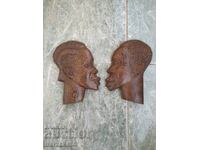 2 pcs. Wooden Panel Panel Wood Carving