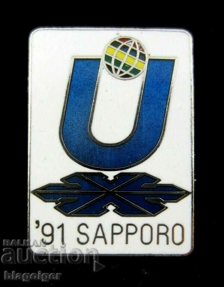 SAPPORO WINTER UNIVERSITY 1991-JAPAN BADGE-ENAMEL
