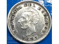 Equador Sucre Еквадор 1/2 десим де сукре 1897 сребро