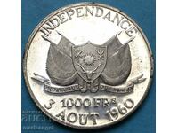 Нигер 1000 франка 1960 минтаж 1000бр PROOF 19,97г сребро