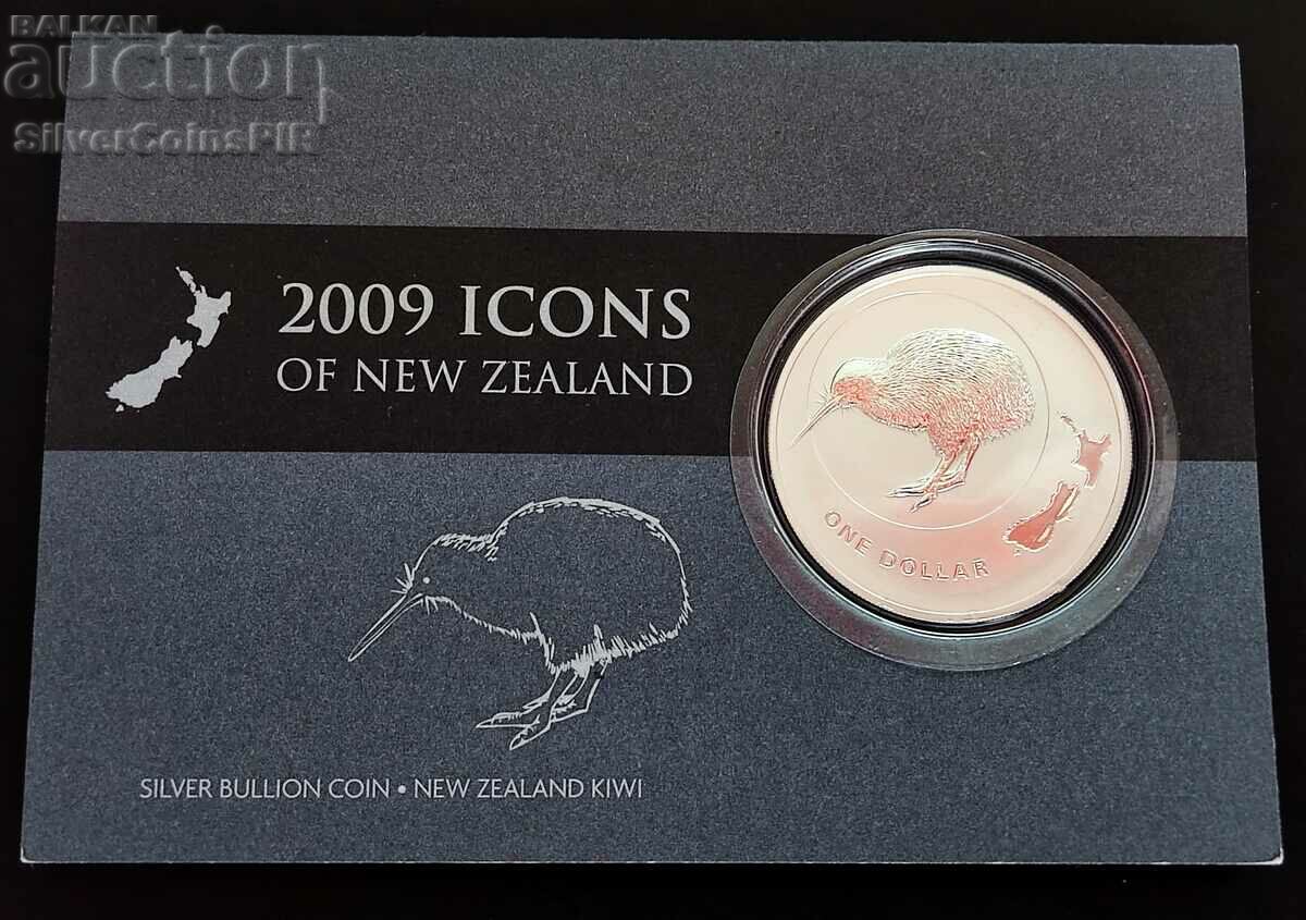 Silver 1oz Kiwi 2009 Map New Zealand