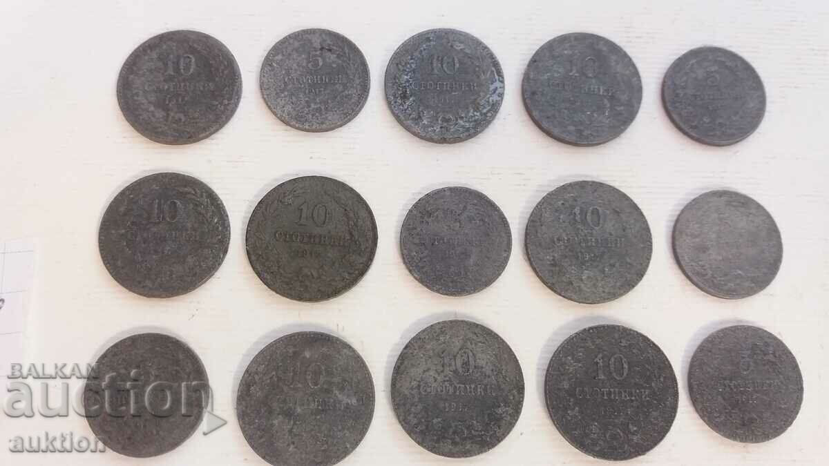 LOT OF 15 5 AND 10 CENTS OF 1917 ZINC