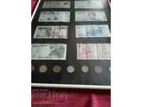 Panel with 8 old banknotes from Indonesia