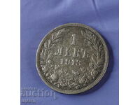 1913 Coin 1 Lev Ferdinand Silver Silver Bulgaria