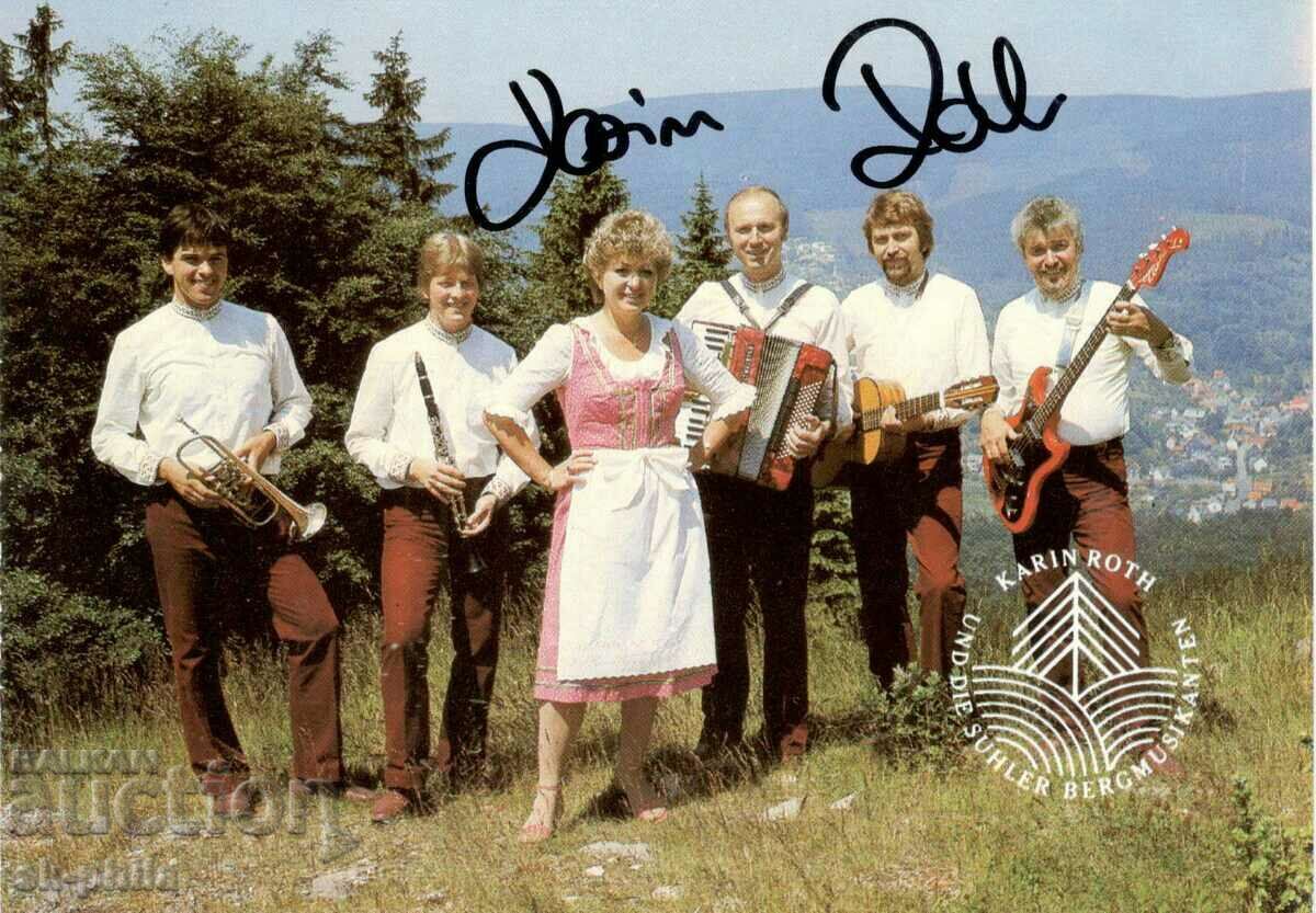 Cartelă veche - cântăreți - Karin Roth cu formația ei