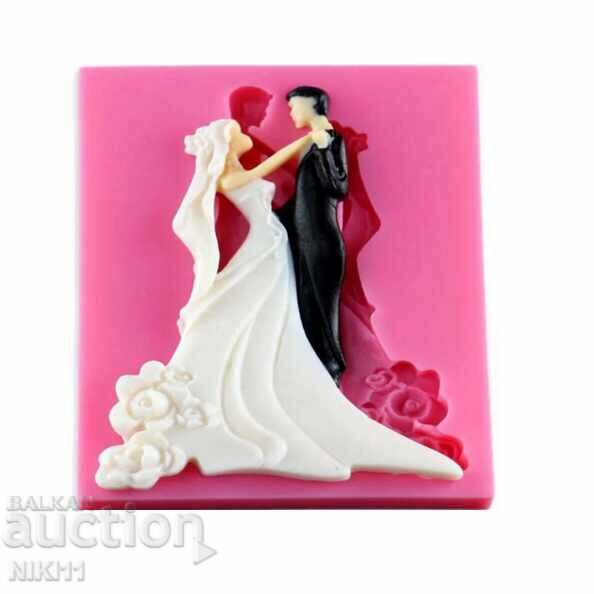 Formă din silicon proaspăt căsătoriți pentru decor tort fondant nuntă