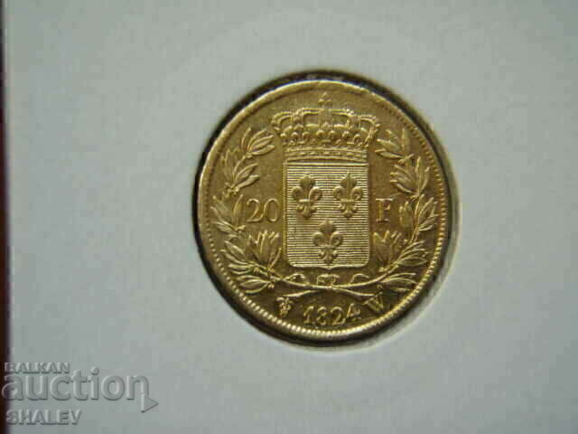 Аукцион 20 Francs 1824 W France (20 франка Франция) - XF/AU (злато)