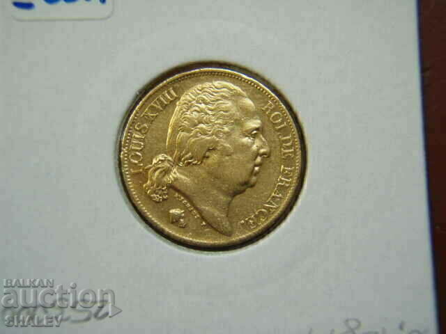 20 Francs 1824 W France - XF/AU (gold) - 6 20 Francs 1824 W France - XF/AU (gold) - 6