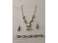 Renaissance style mother of pearl necklace, bracelet and earrings