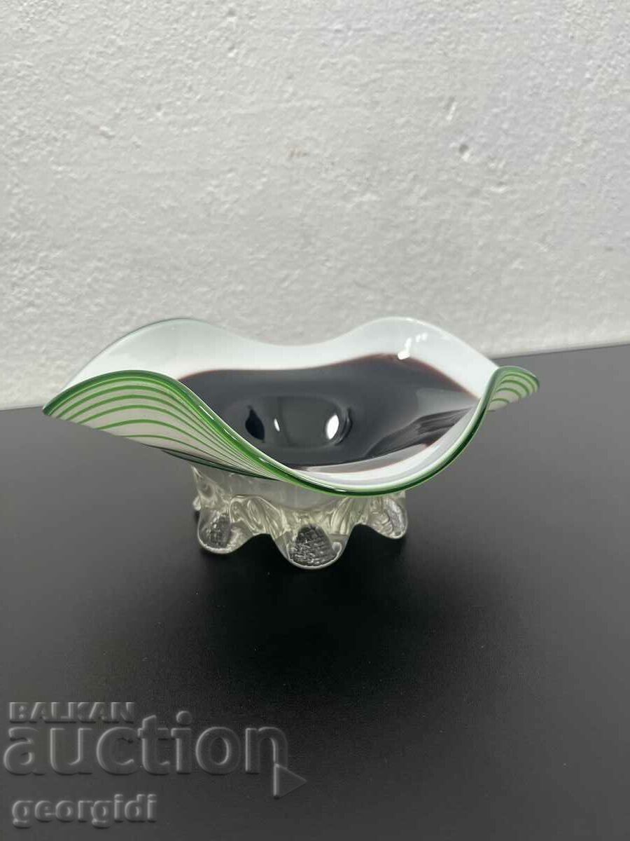 Designer glass fruit bowl. #5604