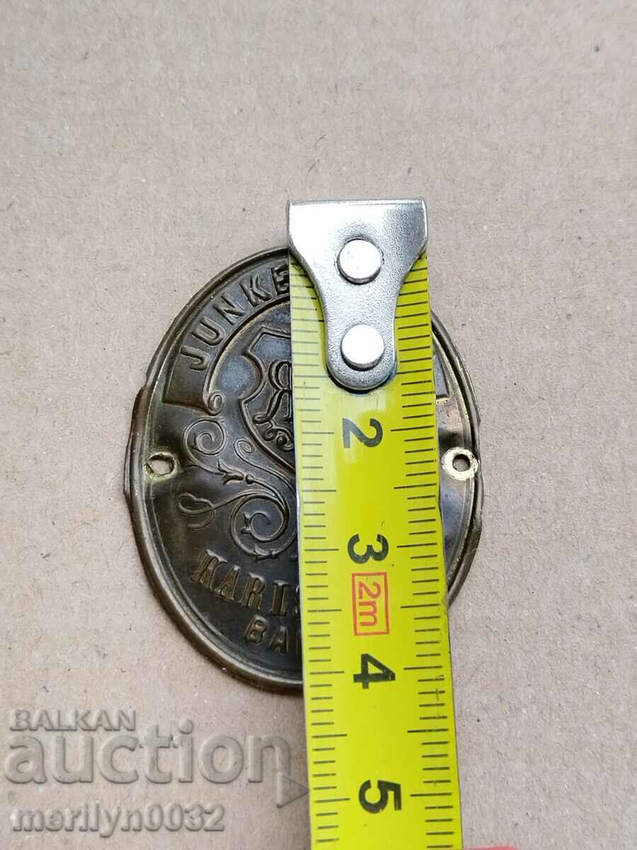 Аукцион Стара месингова табелка от шевна машина, табела Аукцион Стара месингова табелка от шевна машина, табела