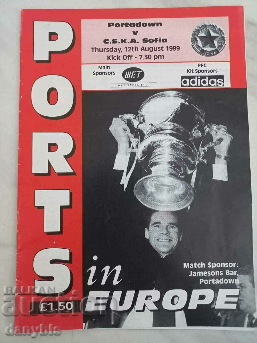 Program de fotbal - Portadown - CSKA 1999