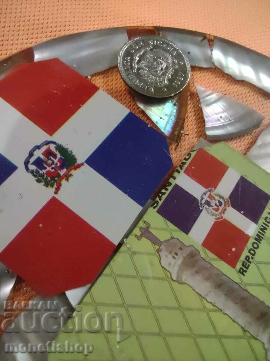 Auction Plaque - a panel of coins and mother-of-pearl from the Dominican Republic Auction Plaque - a panel of coins and mother-of-pearl from the Dominican Republic