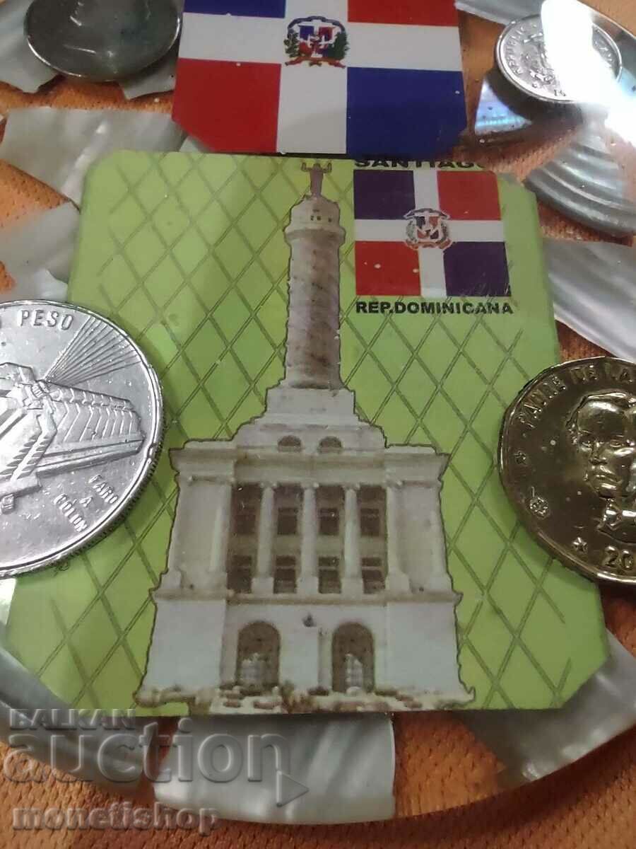 Placă - un panou de monede și sidef din Republica Dominicană - 6 Placă - un panou de monede și sidef din Republica Dominicană - 6