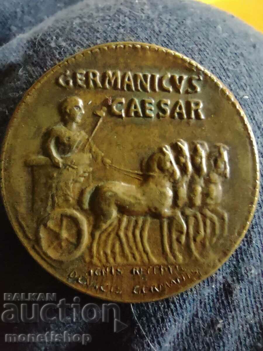 Jeton-medalie-jeton cu chipul lui Germanicus - 1906.