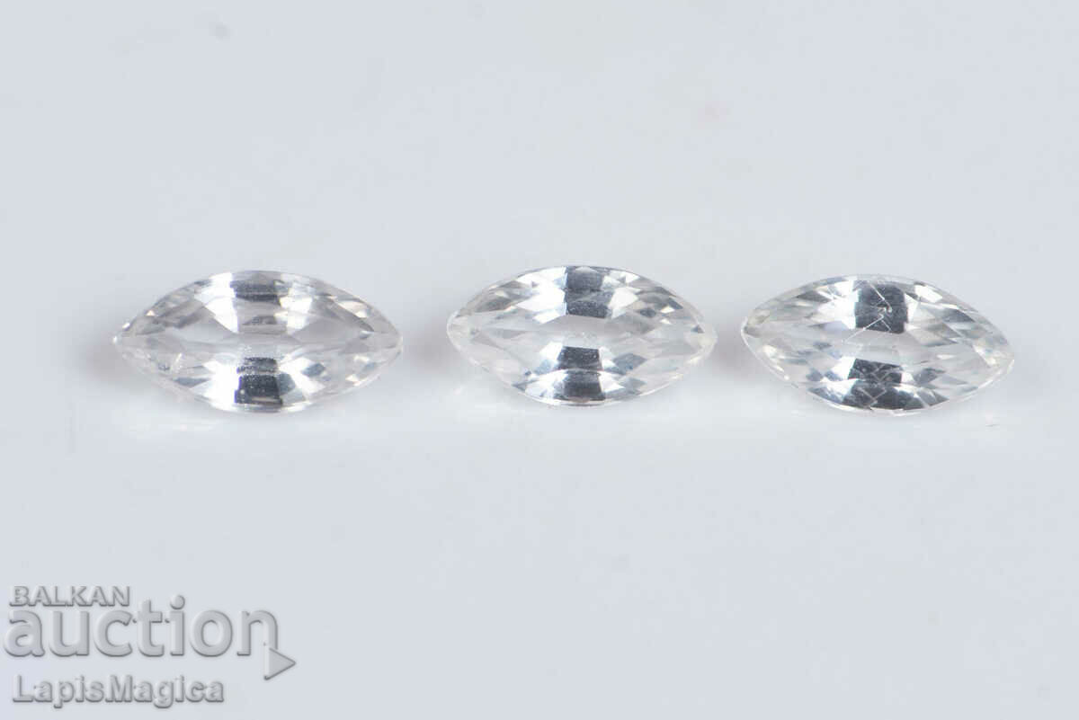 3 pcs white sapphire 0.53ct 5x2.5mm heated marquise cut #2
