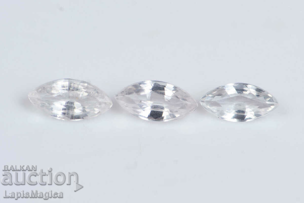 3 pcs white sapphire 0.56ct 5x2.5mm heated marquise cut #3