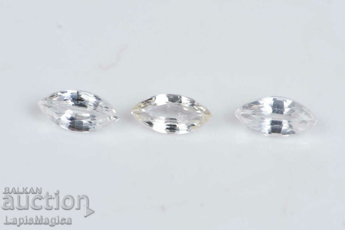 3 pcs white sapphire 0.62ct 5x2.5mm heated marquise cut #4
