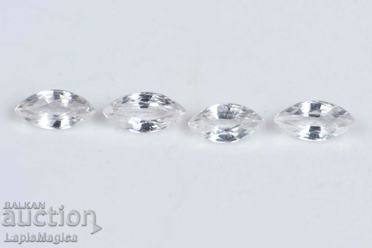 4 pcs white sapphire 0.72ct 5x2.5mm heated marquise cut #5