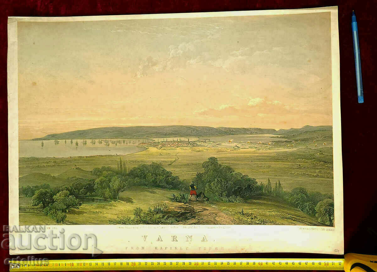 VARNA large Color LITHOGRAPHY Graphics: engraving 1854