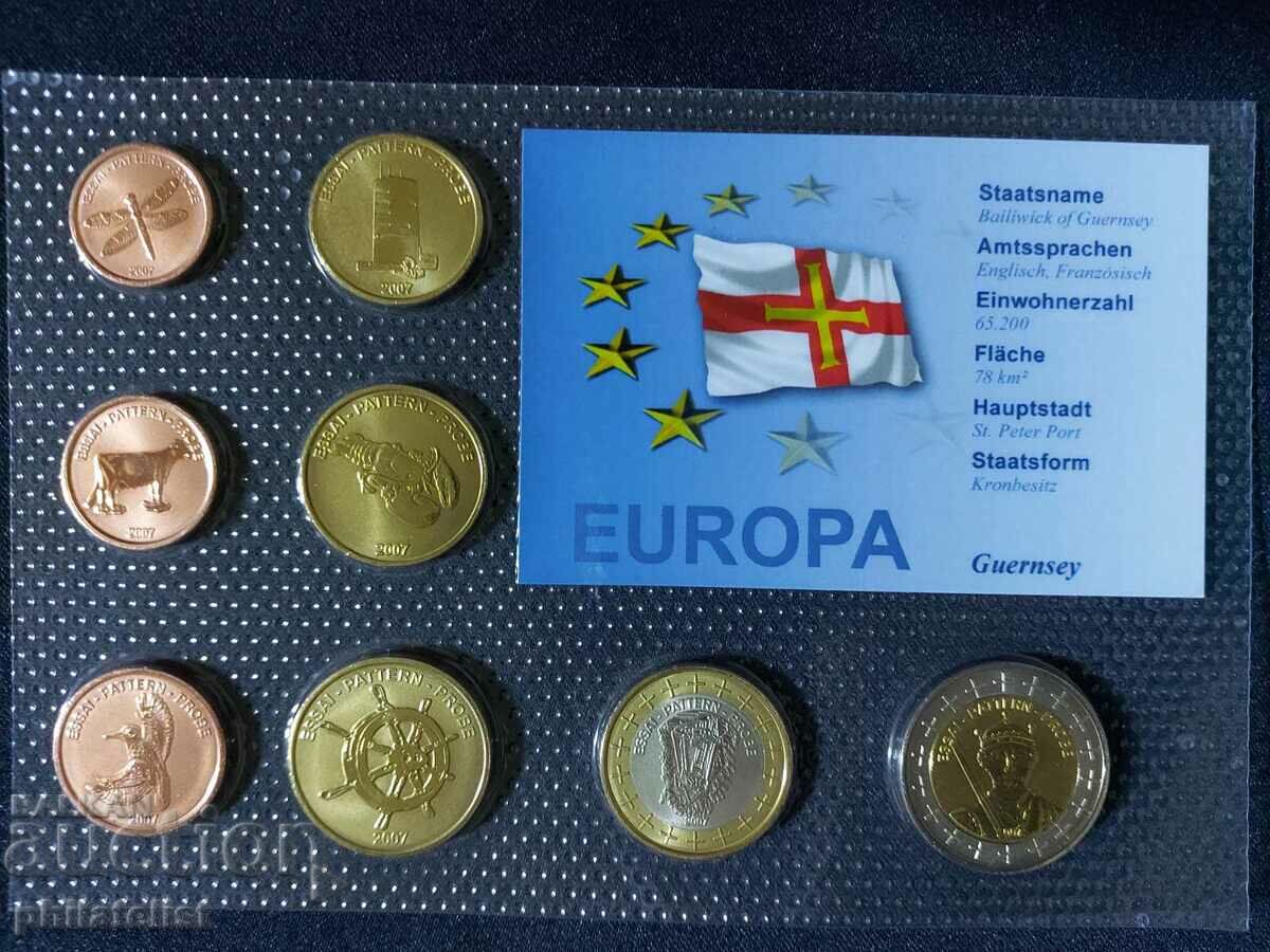 Trial Euro set - Guernsey 2007, 8 coins