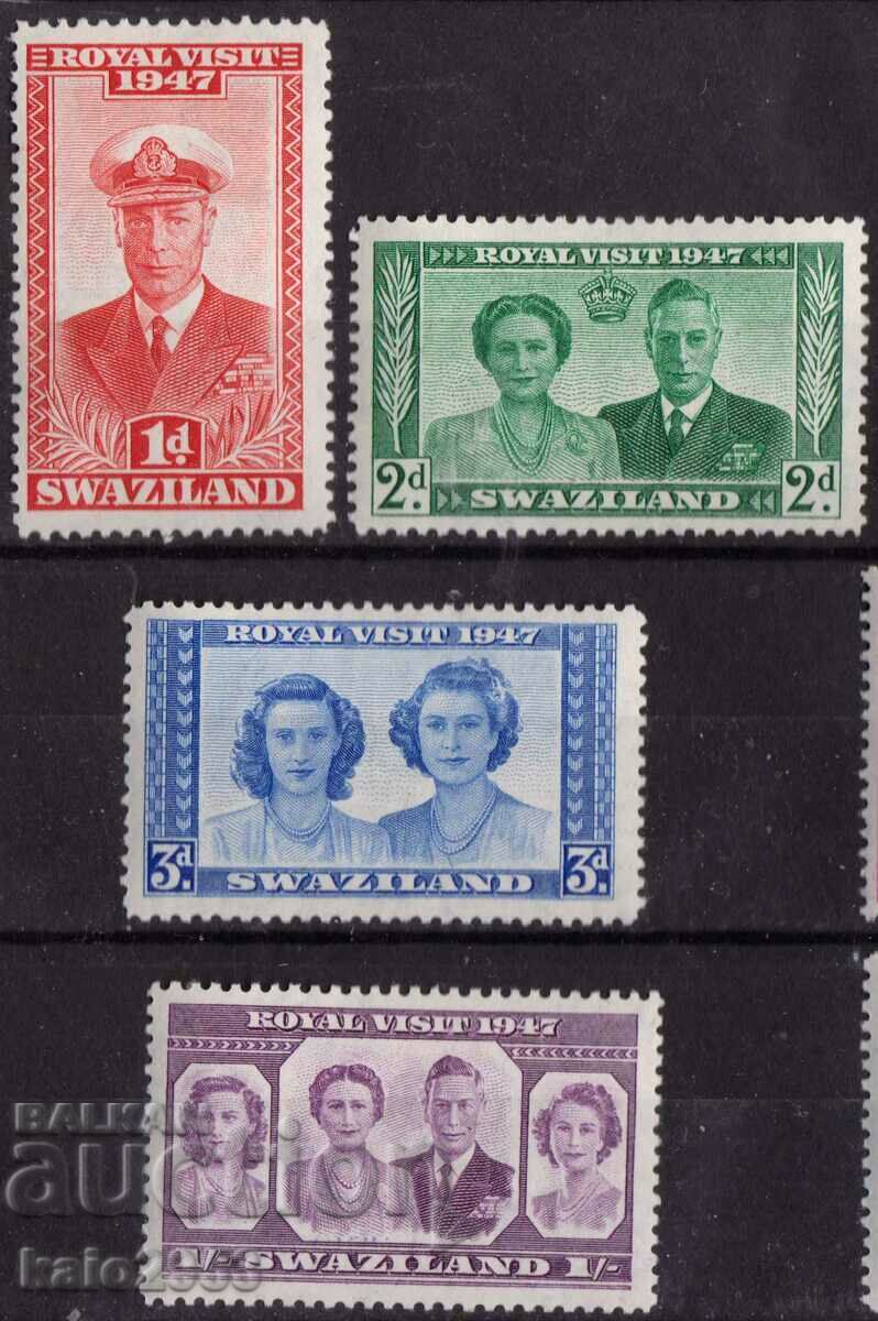 GB/Swaziland-1947-KG VI-Royal Visit Series,MLH