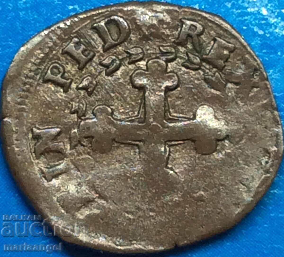 Savoia 3 denari 1635 Italia Moneda de aramă Victor Amedeus