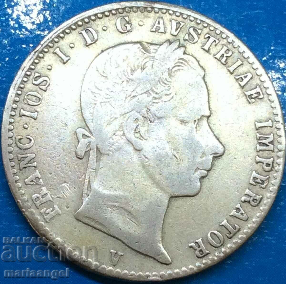 Австрия 1/4 флорин 1859  А - Вена Франц Йозеф сребро